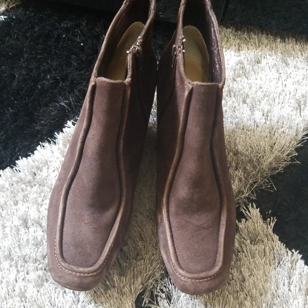 Devani brown wedge suede booties 7